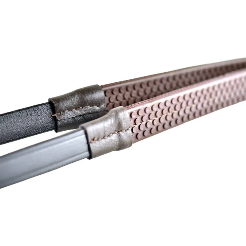 Dever Ascot Rubber Grip Reins - Brown-2