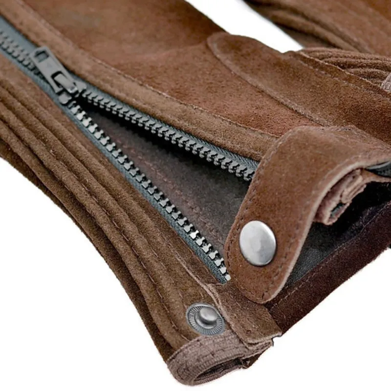 Dever Suede Leather Adult Unisex Half Chaps - Brown-3