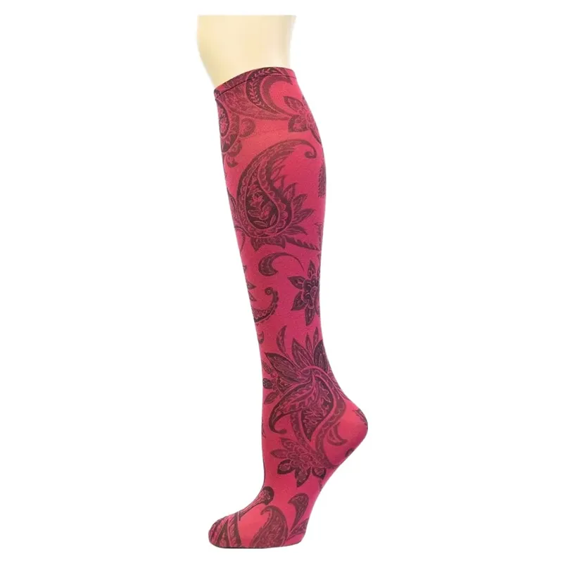 Dever Knee High Riding Socks - Perfect Paisley Cranberry 