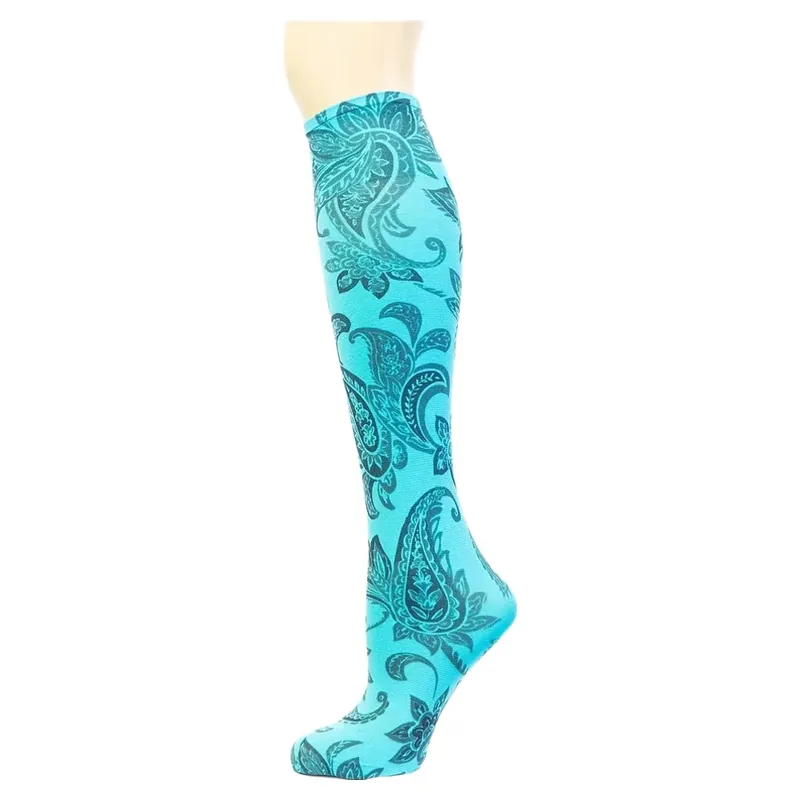 Dever Knee High Riding Socks - Perfect Paisley Turquoise