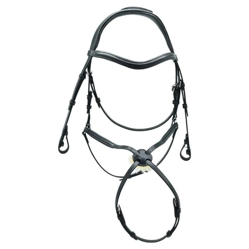 Dever Platinum Comfort High Ring Grackle Bridle - Black-2