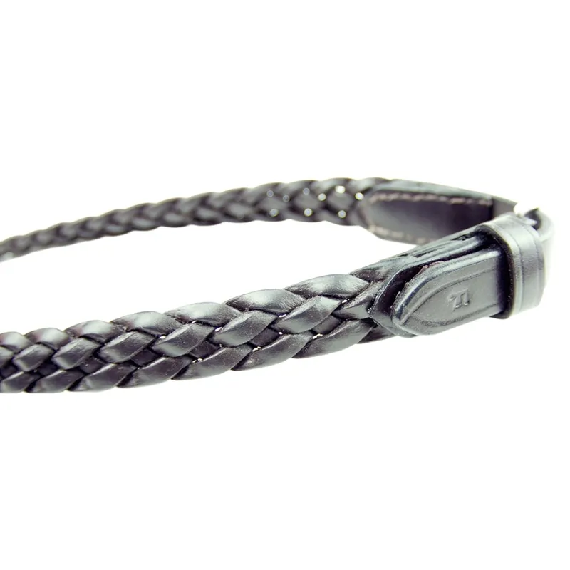 Dever Platinum Leather Plaited Reins - Brown-2