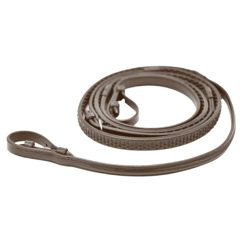 Dever Platinum Raised Bio Grip Reins - Brown
