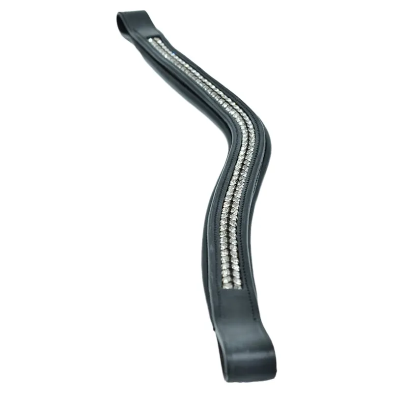 Dever Platinum Shaped Double Row Diamante Browband - Black-1