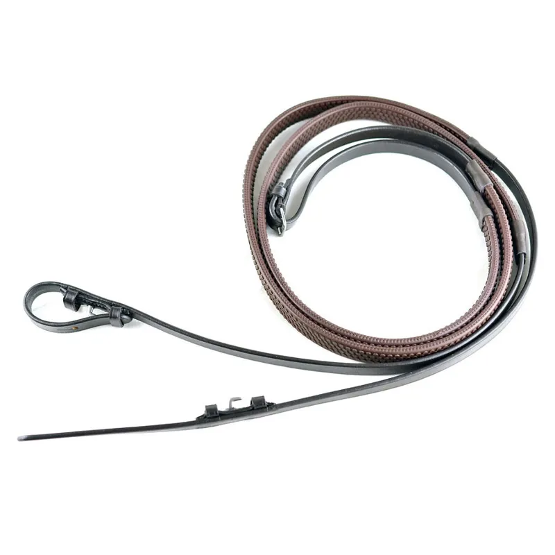 Dever Ascot Rubber Grip Reins - Brown