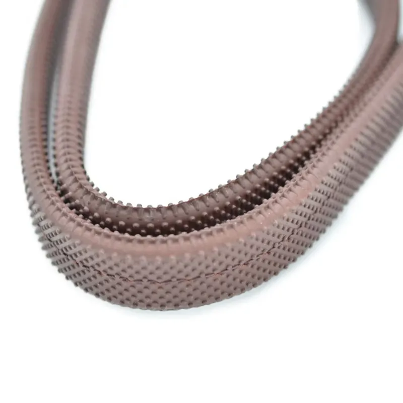 Dever Classic Race Sew On Rubber Reins - Brown/Brown