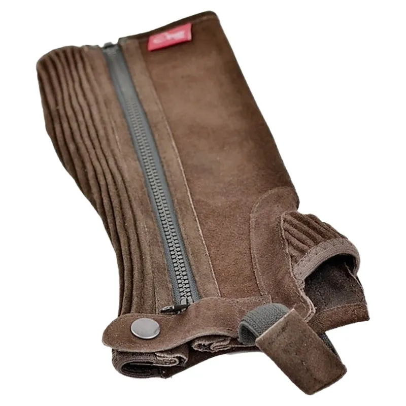 Dever Suede Leather Junior Unisex Half Chaps - Brown-2