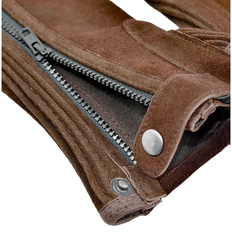 Dever Suede Leather Junior Unisex Half Chaps - Brown-3