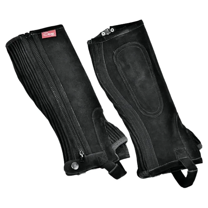 Dever Suede Leather Adult Unisex Half Chaps - Black