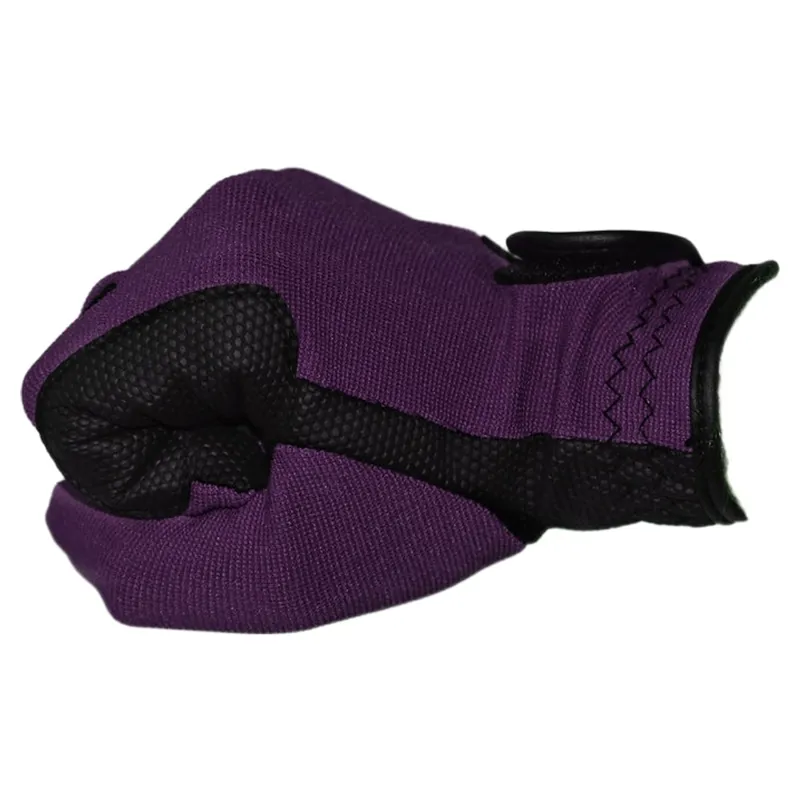 Dever Super Grip Embroidered Junior Riding Gloves - Navy-1