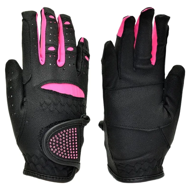 Dever Two Tone Flex Junior Riding Glove - Black/Pink
