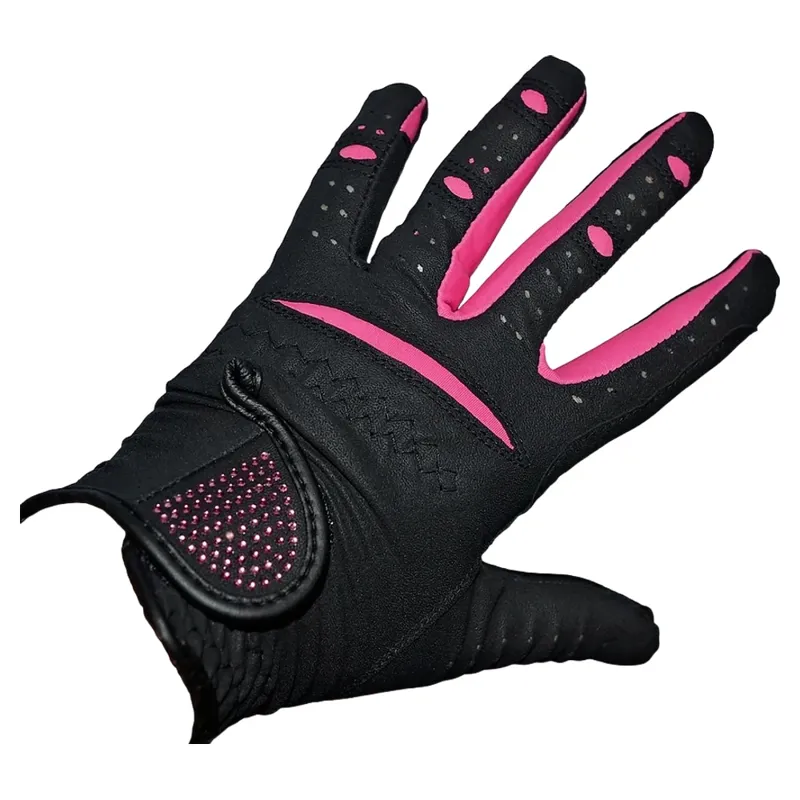 Dever Two Tone Flex Junior Riding Glove - Black/Pink-2