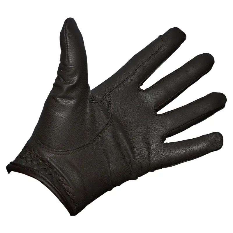 Dever Flex Leather Grip Adults Riding Glove - Brown-3