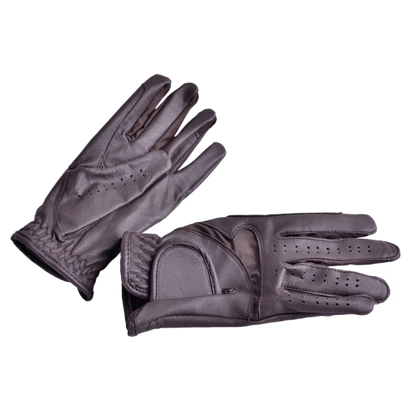 Dever Flex Leather Grip Adults Riding Glove - Brown-1
