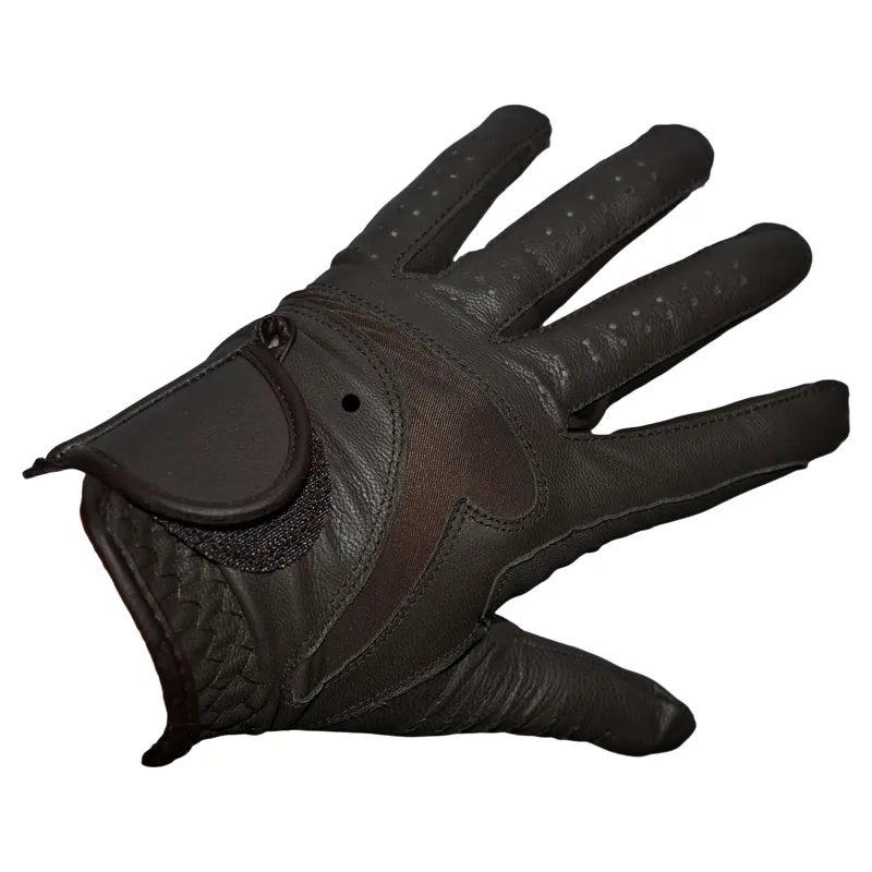 Dever Flex Leather Grip Adults Riding Glove - Brown-4
