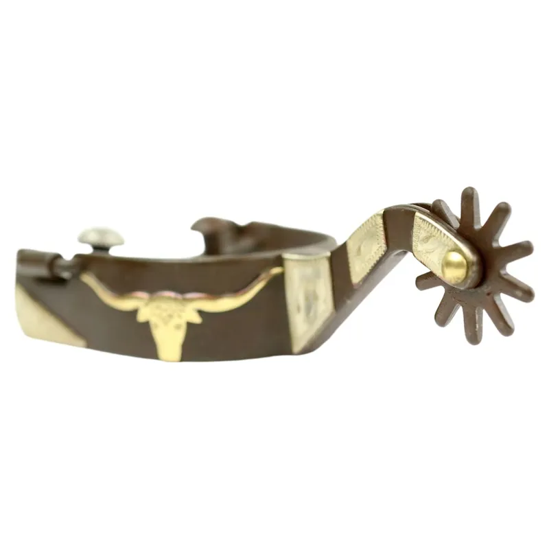 Dever Western Mens Cowboy Long Horn Spurs - Brown-3