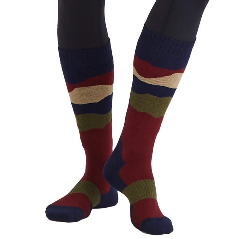 Ridgeline Merino Wool Unisex Full Length Socks - Navy Stripe-1