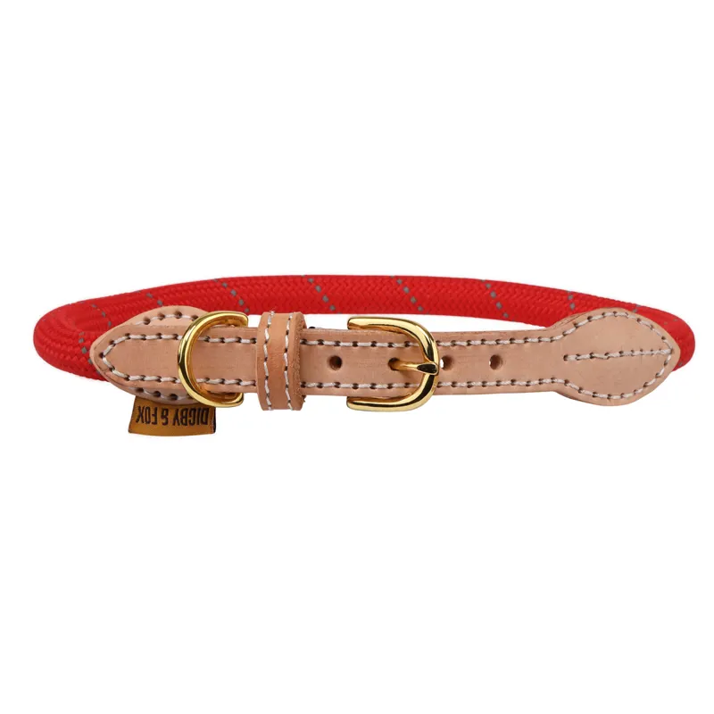 Digby and Fox Reflective Dog Collar - Scarlet