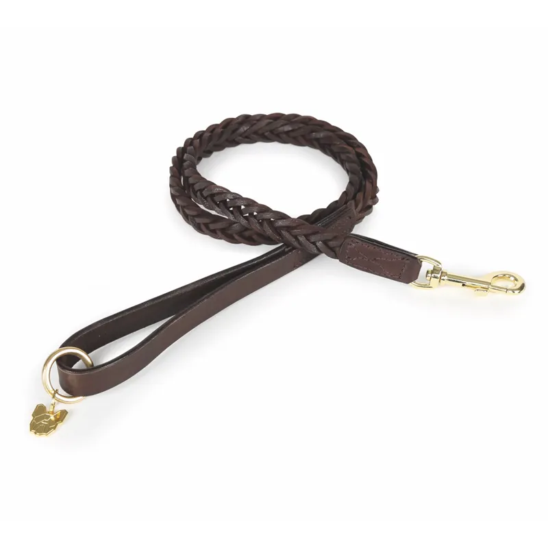 Digby and Fox Plaited Dog Lead - Brown