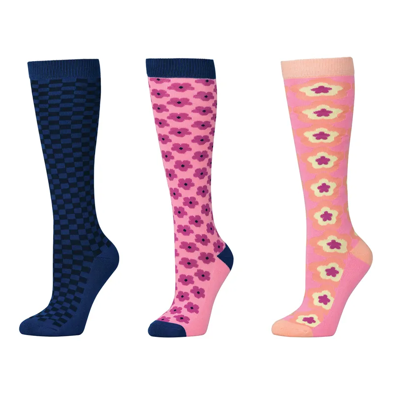 Dublin 3 Pack Riding Socks - Neo/Geo/Floral