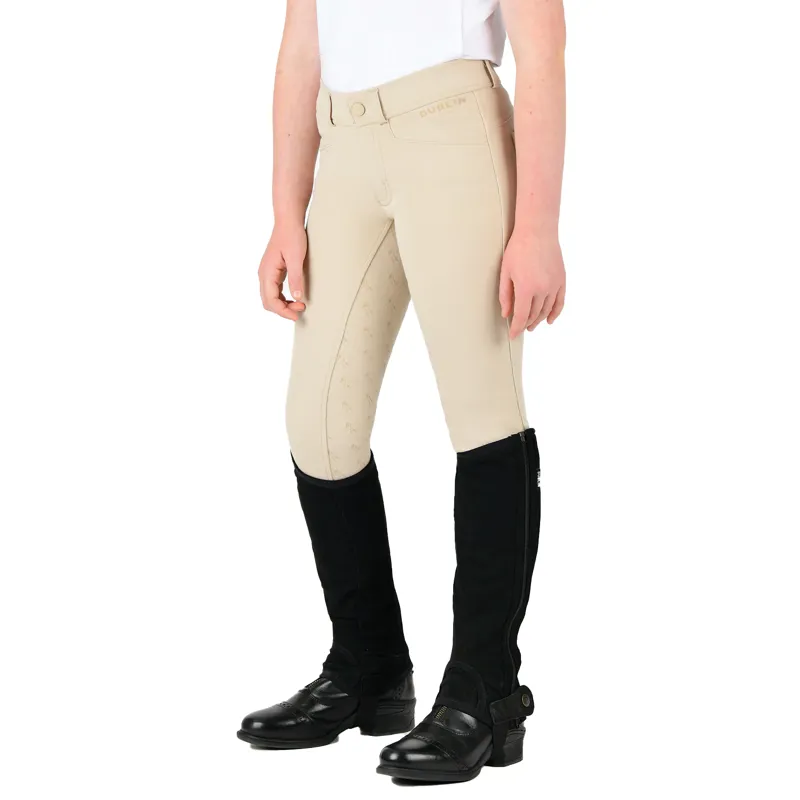 Dublin Cammy Comfort Twill Full Grip Junior Breeches - Biscuit-4