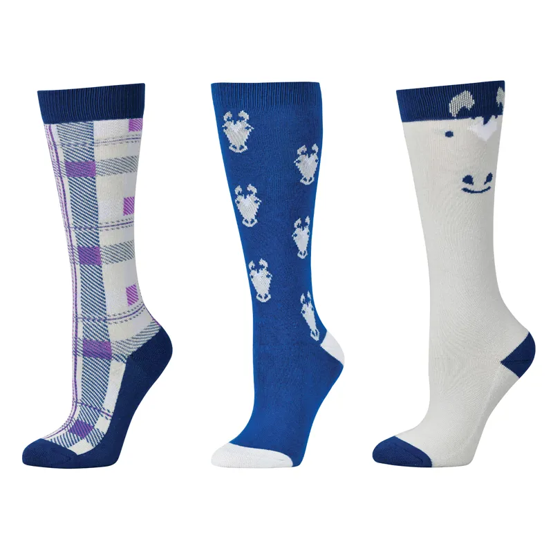 Dublin 3 Pack Junior Riding Socks - Peekaboo Pony