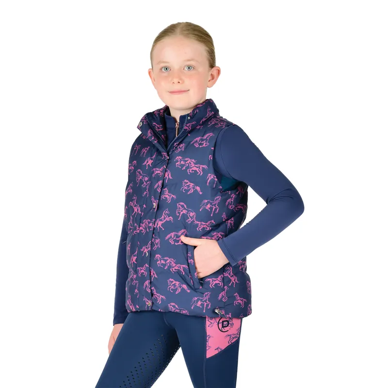 Dublin Patrice Junior Puffer Vest Gilet - Navy Frolicking Horse-8