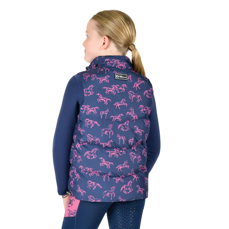 Dublin Patrice Junior Puffer Vest Gilet - Navy Frolicking Horse-2