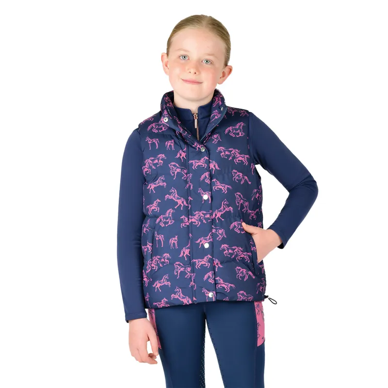 Dublin Patrice Junior Puffer Vest Gilet - Navy Frolicking Horse-1