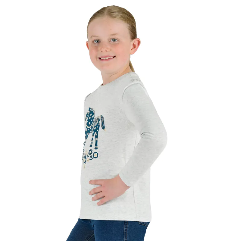 Dublin Poppy Puff Junior Long Sleeve Tee - White Marle-3
