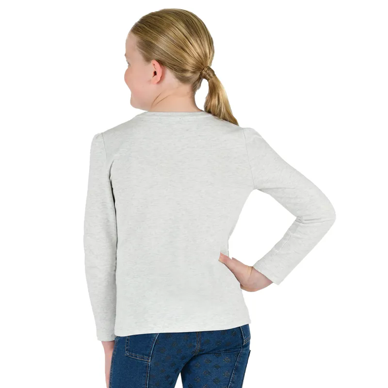 Dublin Poppy Puff Junior Long Sleeve Tee - White Marle-2