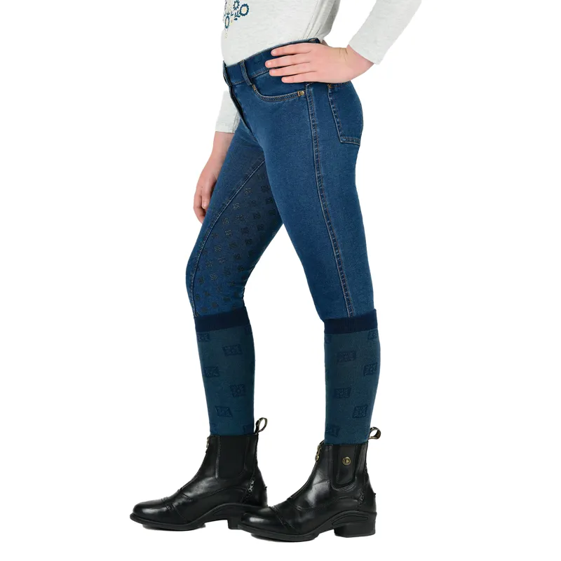 Dublin Shona Full Grip Junior Breeches - Light Blue Denim-6