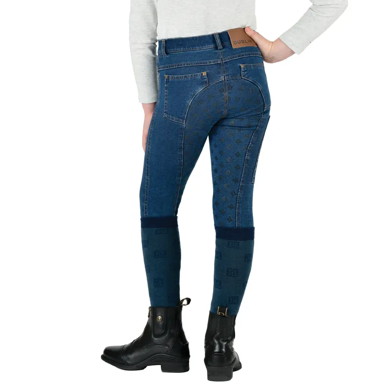 Dublin Shona Full Grip Junior Breeches - Light Blue Denim-3