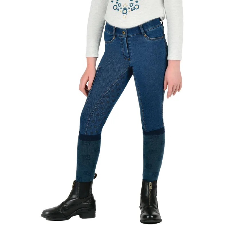 Dublin Shona Full Grip Junior Breeches - Light Blue Denim