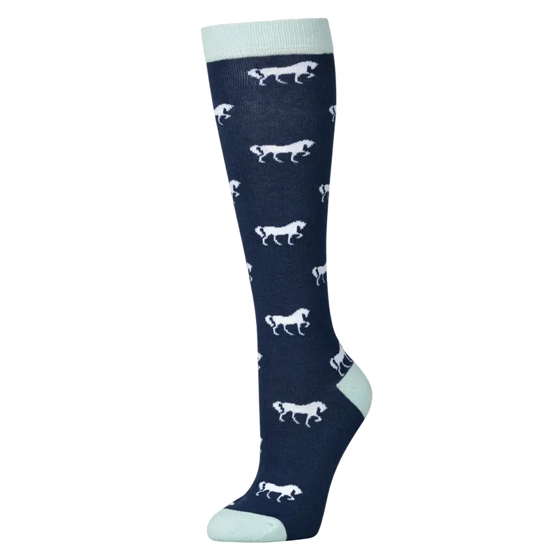Dublin Single Pack Adults Riding Socks - Naval Academy/White Horses