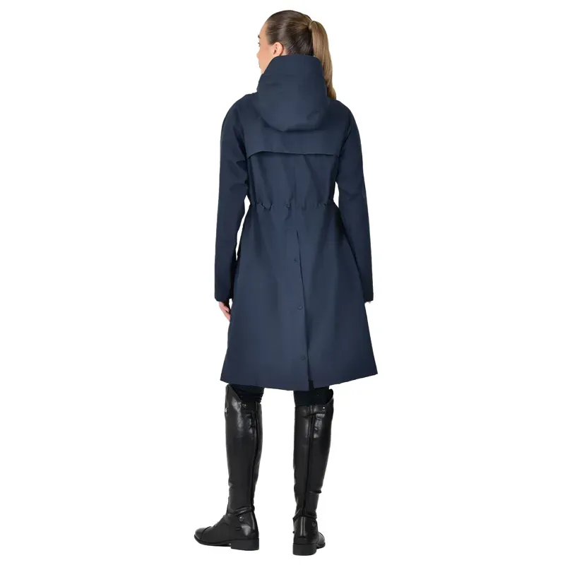 Dublin Wet Weather Ladies Long Waterproof Jacket - Navy-1