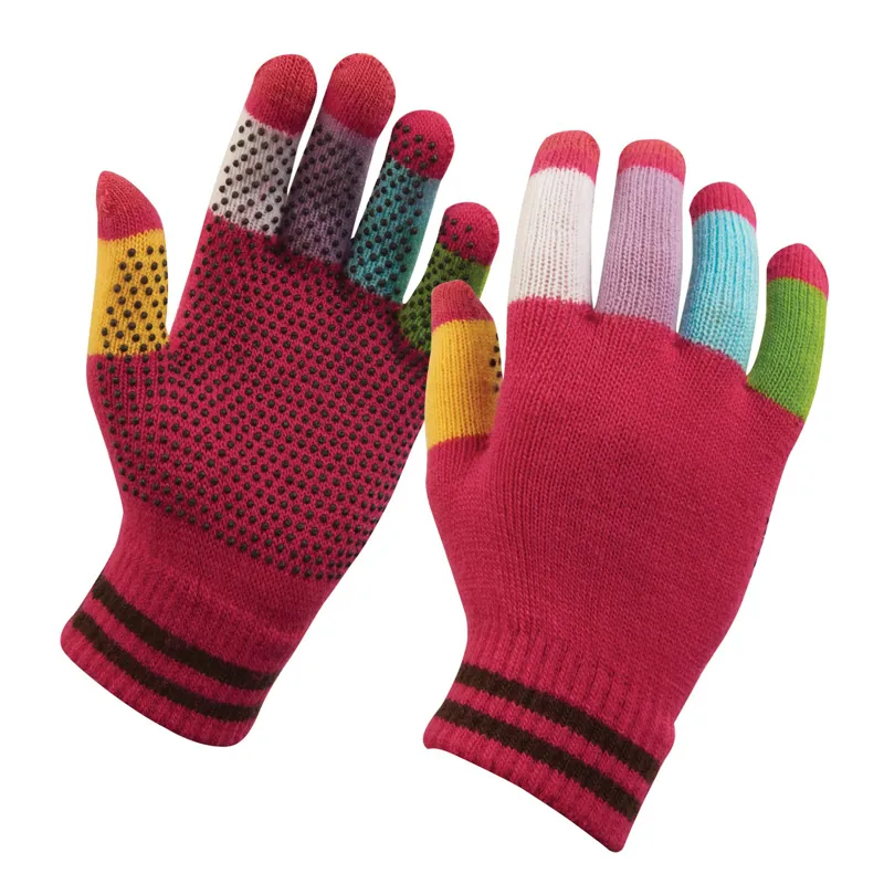 Dublin Magic Pimple Grip Junior Riding Gloves - Pink Multi