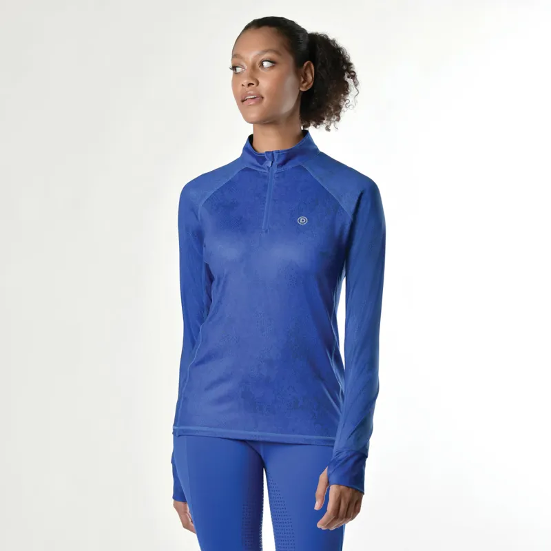 Dublin Sapphire Print Long Sleeve Ladies Top - Cobalt
