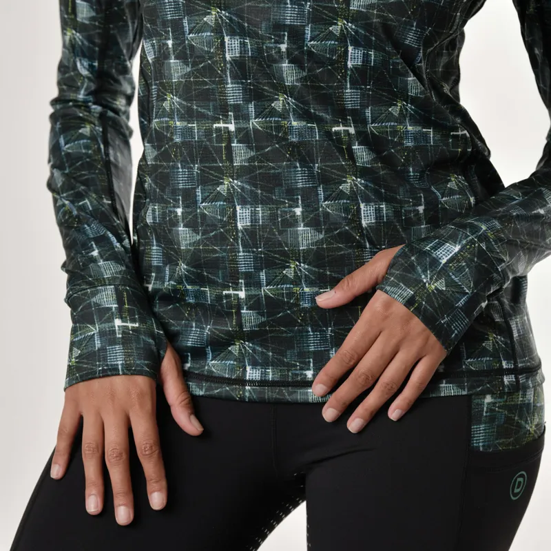 Dublin Sapphire Print Long Sleeve Ladies Top - Emerald-2