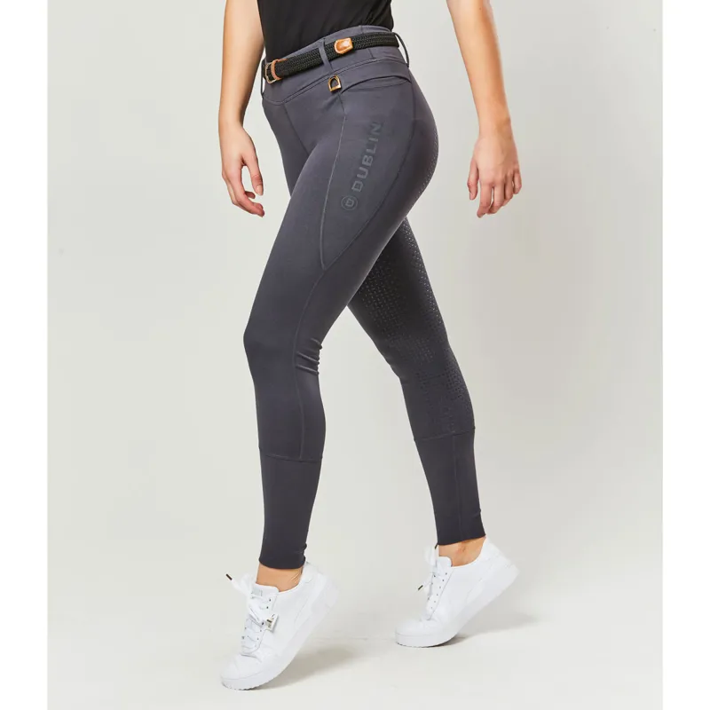 Dublin Cool It Everyday Full Grip Ladies Riding Tights - Dark Grey-2
