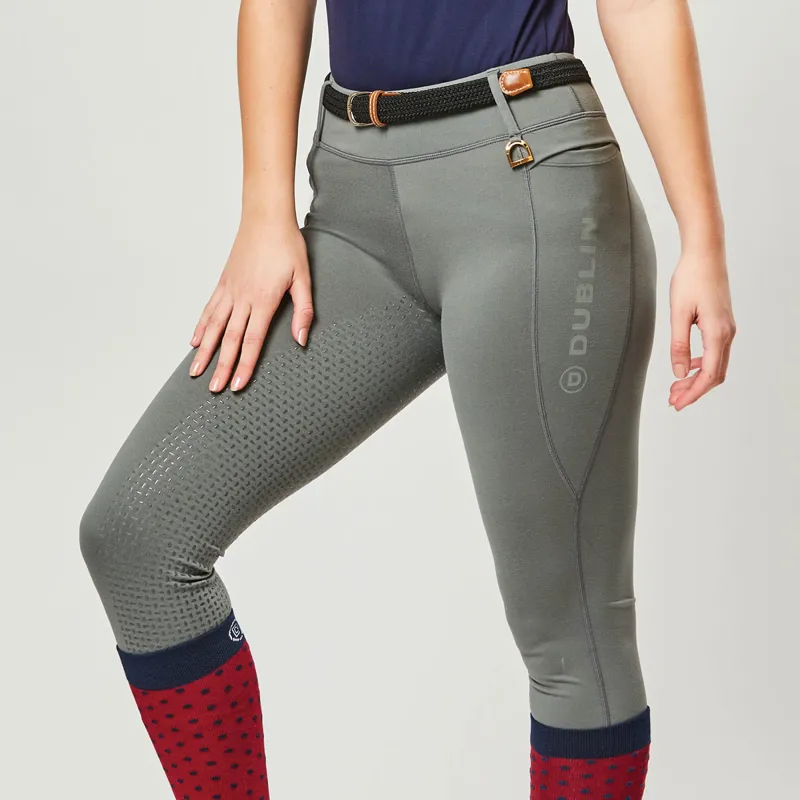 Dublin Cool It Everyday Full Grip Ladies Riding Tights - Olive-2
