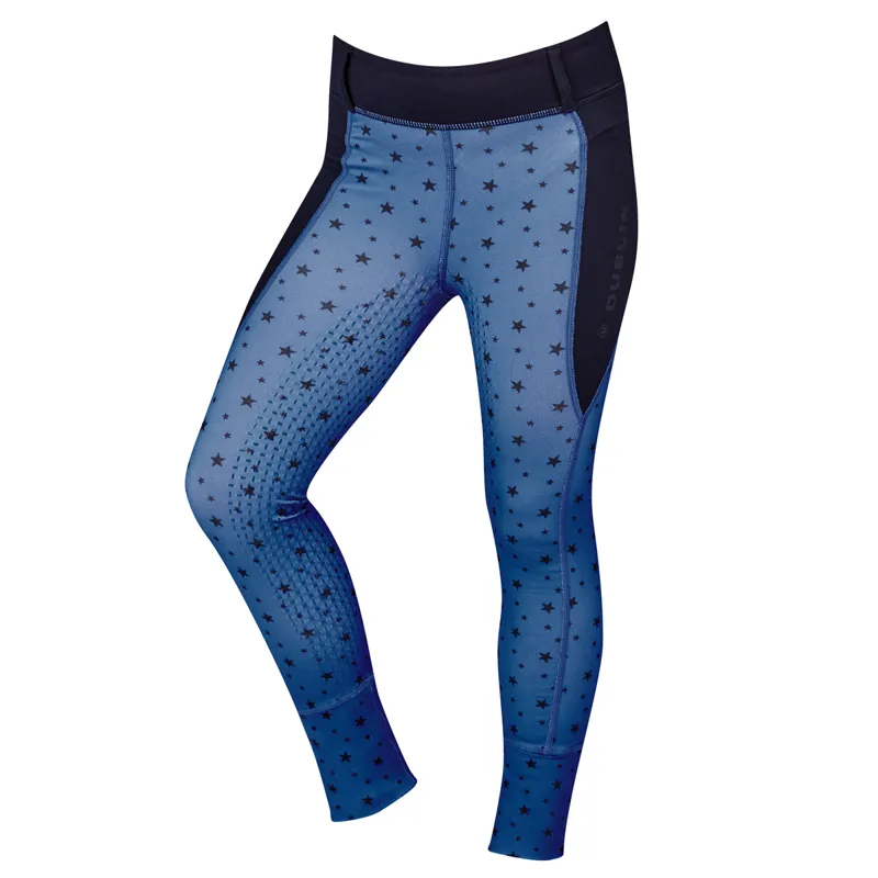 Dublin Cool It Everyday Full Grip Junior Riding Tights Navy Stars