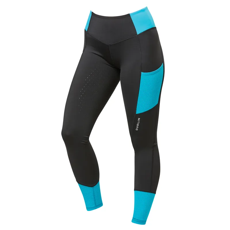 Dublin Power Performance Colour Block Ladies Riding Tights - Aqua