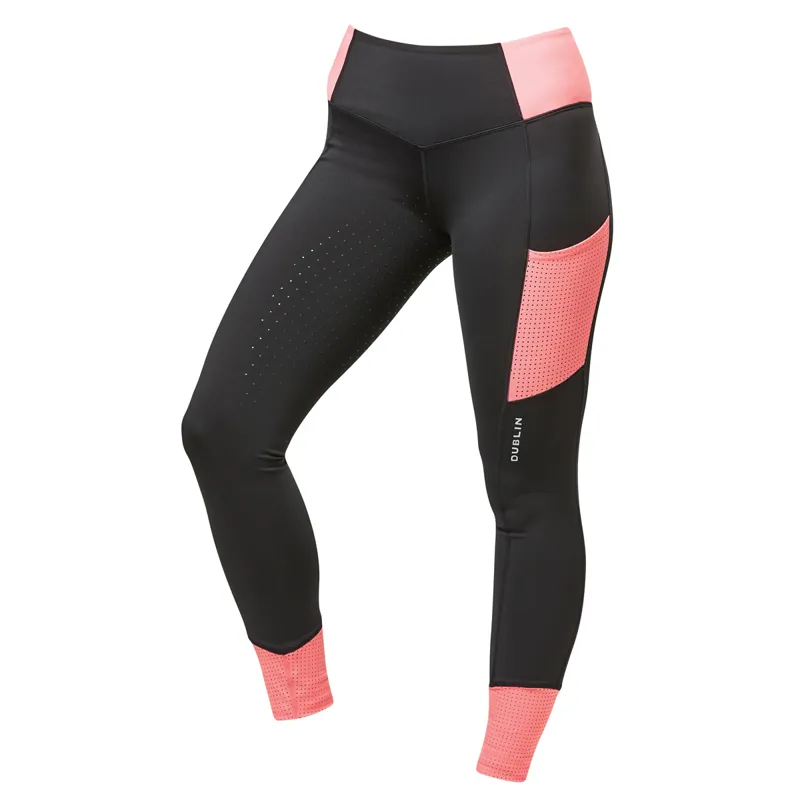 Dublin Power Performance Colour Block Ladies Riding Tights - Coral