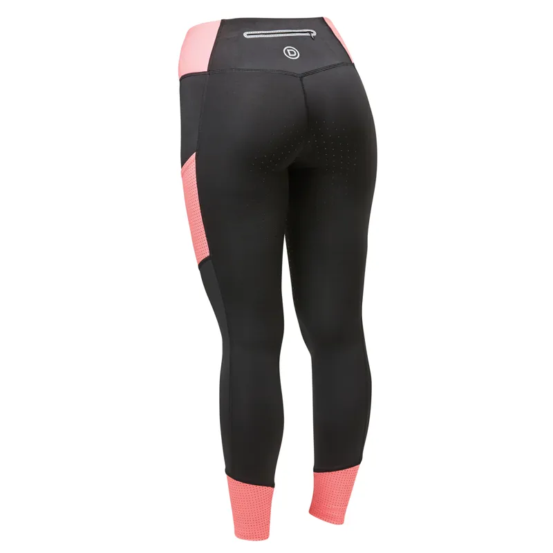 Dublin Power Performance Colour Block Ladies Riding Tights - Coral-1