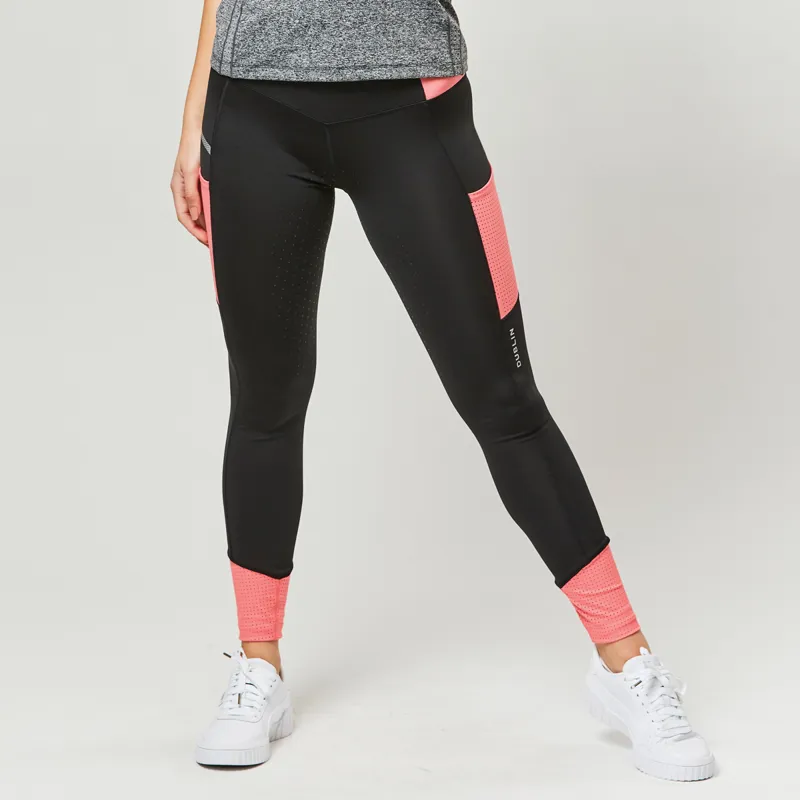 Dublin Power Performance Colour Block Ladies Riding Tights - Coral-2