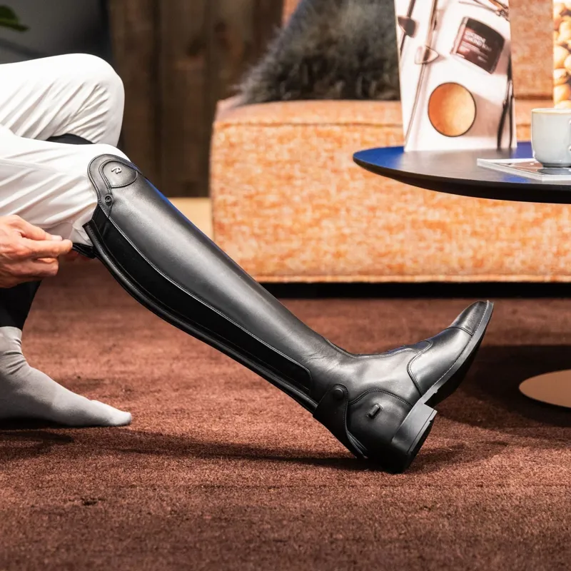 Dyon Laced Tall Riding Boots - Large Calf - Black-3