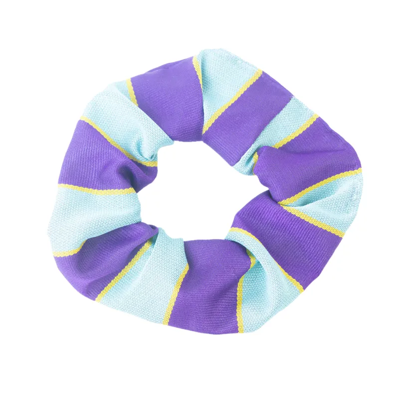 Elico PC Striped Hair Scrunchie - Sky Blue/Purple/Gold