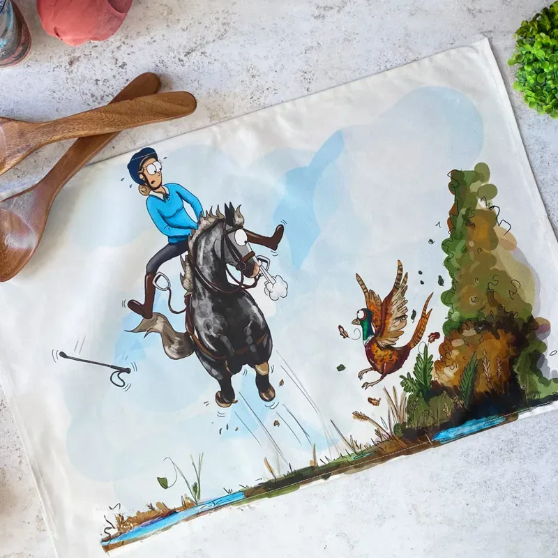 Emily Cole Tea Towel - Pheasant Greeting