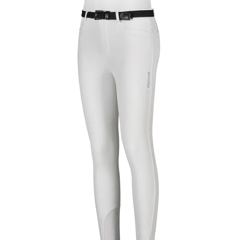 Equiline Jhoank Knee Grip Junior Boys Competition Breeches - White